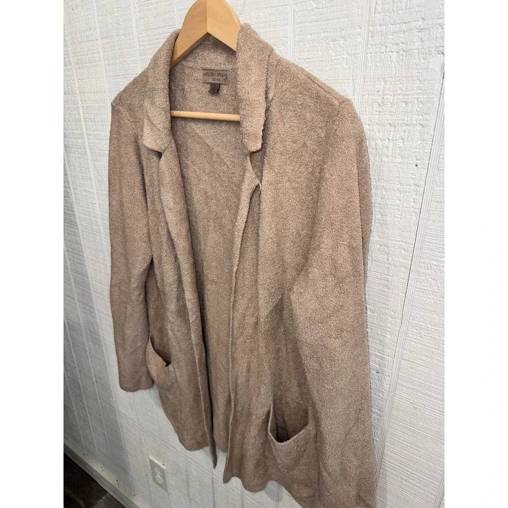Barefoot Dreams Cardigan Women Tan CozyChic Lite Notched Lapel Blazer M